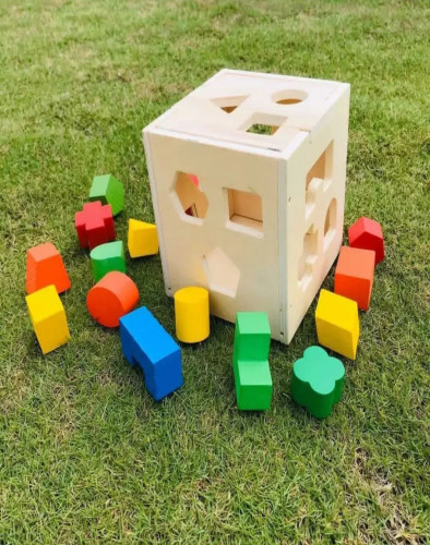 Wooden shape sorter box